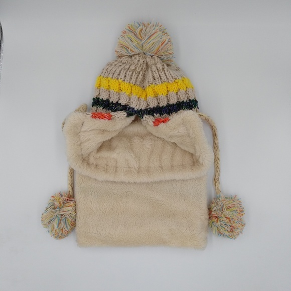 Winter Colorful Knit Pom Pom Hat with Neck Gaiter - Picture 6 of 7